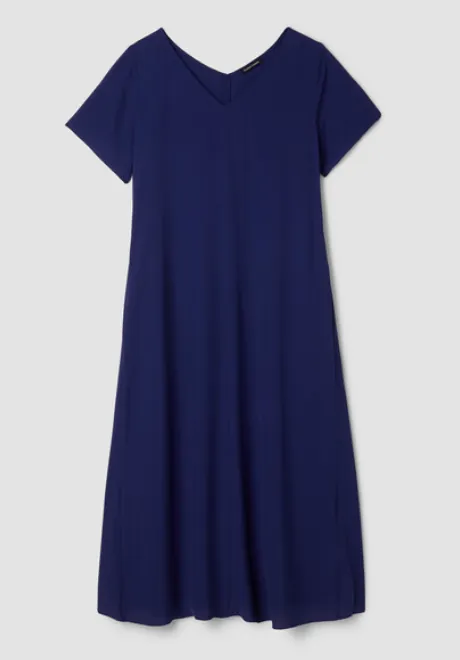 Silk Georgette Crepe V-Neck Dress